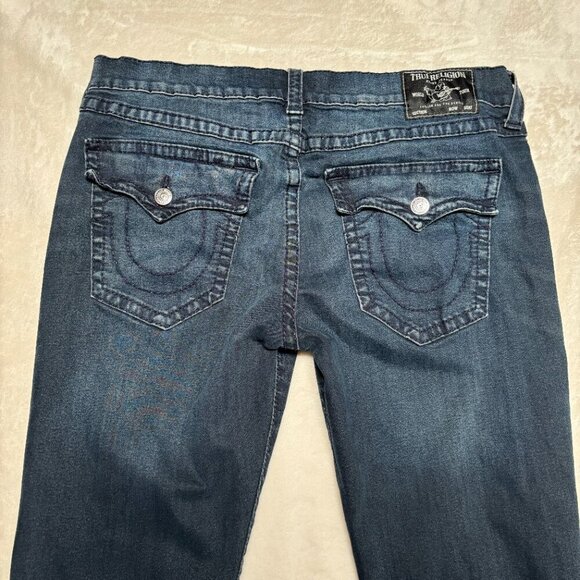 True Religion Men Geno Slim Fit Flap Big T Jeans Pants Dark Wash Size 40 - Picture 7 of 11
